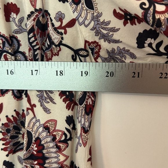 Southern Stitch Size Medium Peasant Print Tunic Blouse Burgundy Floral Boho - Picture 8 of 9